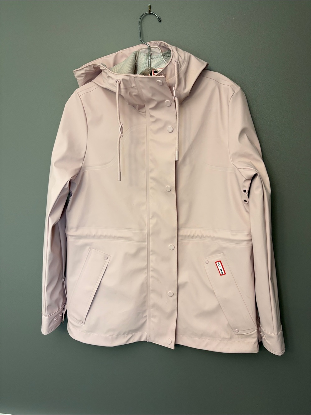 Hunter Pale Pink Hooded Rain Jacket - Size XS